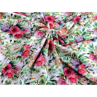 Tissu Jersey FUJI Pivoines Blanc