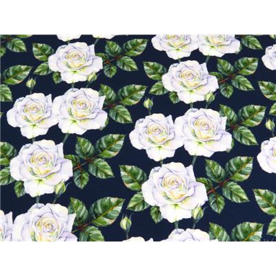 Tissu Jersey FUJI Roses Marine