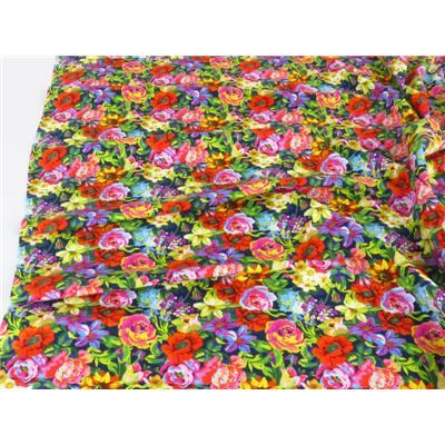 Tissu Molleton Fleurs & Papillons Marine