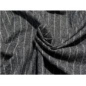 Tissu Tweed Noir / Ecru Rayure Ecru