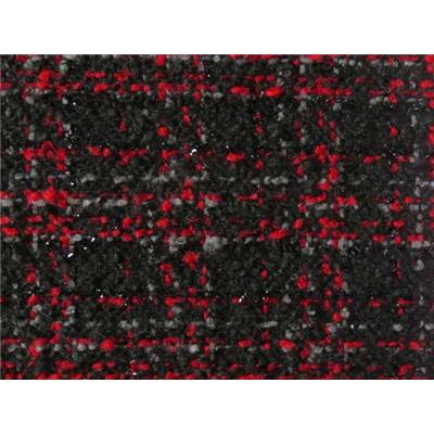 Tissu Tweed Noir / Rouge / Gris / Fils Brillants Noir