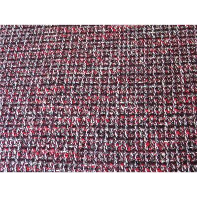 Tissu Tweed Rouge / Bordeaux / Noir / Ecru