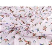 Tissu Voile de Viscose Fleurs Rose Pale