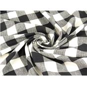 Tissu 100 % Lin Carreaux Noir & Blanc
