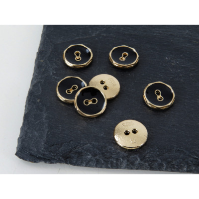7 Boutons Métal Doré Siglés SR 15 Mm - Neuf - Pour Couture Ou Customisation