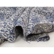 Tissu Jacquard Fleuri Bleu Ciel