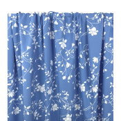 Tissu Popeline 100 % Coton Fleurs Bleu Cobalt