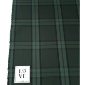 Tissu Popeline 100 % Coton TARTAN Vert & Noir