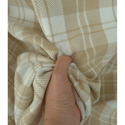 Tissu Sergé 100 % Coton Bio TARTAN Beige / Ecru