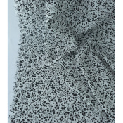 Tissu Crepe 100 % Viscose Black & White Flowers