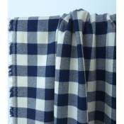 Tissu Flanelle 100 % Viscose Maxi Vichy Marine & Ecru