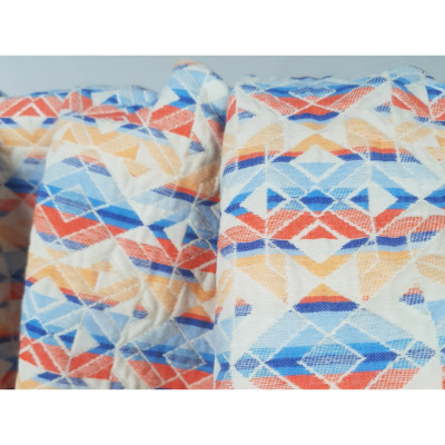 Coupon Jacquard Double Tissage Graphique Bleu 210 cm x 146 cm