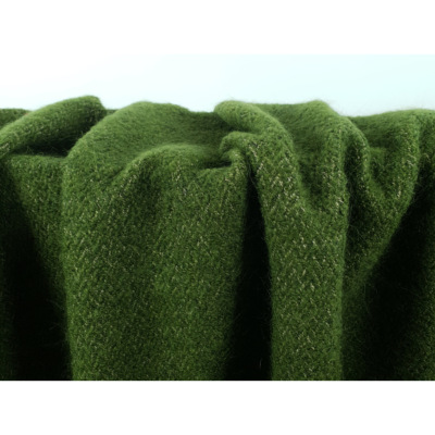 Tissu Lainage Bouclette Vert Olive Chiné