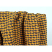 Tissu Lainage Pied de Poule Moutarde / Anthracite