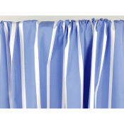 Tissu Popeline 100 % Coton Bleu Rayé 10 mm Blanche