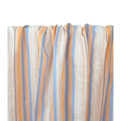 Tissu Taffetas Rayé & Brodé Orange / Bleu