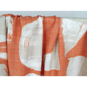 Tissu Toile 100 % Lin Graphique Orange / Beige