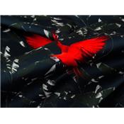 Tissu Popeline Feuillage & Perroquet
