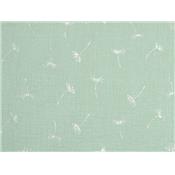 Tissu Double Gaze Vert d'Eau Dandelion Argent