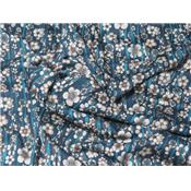 Tissu Jersey Léger Imprimé Fleurs de Cerisier et Rayures