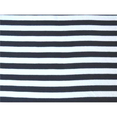 Tissu Jersey Coton Rayure Blanc / Bleu Marine