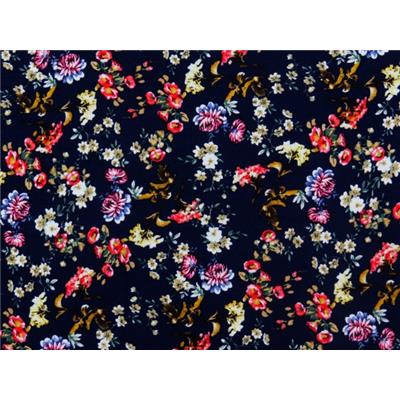 Tissu Jersey Viscose / Elasthanne Floral Marine