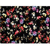 Tissu Jersey Viscose / Elasthanne Floral Noir