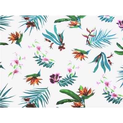 Tissu Jersey Viscose Imprimé Fleurs Tropicales