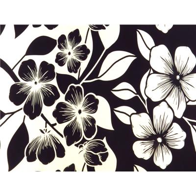 Tissu Voile de Viscose Fleurs Noir / Ecru