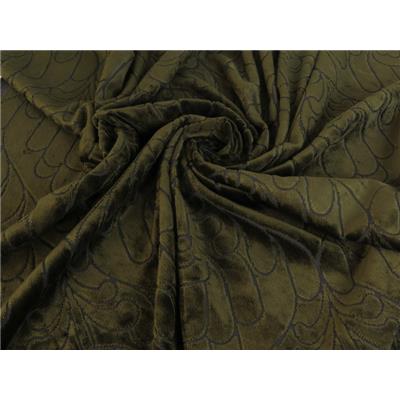 Coupon De Tissu Velours Jacquard Vintage - 85x90 Cm - Couleur Noir Et Bleu - Neuf, Motif Floral