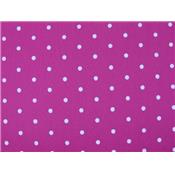 Tissu Satin Fuchsia Imprimé Pois Blanc