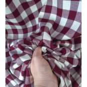 Tissu Flanelle 100 % Viscose Maxi Vichy Bordeaux & Ecru