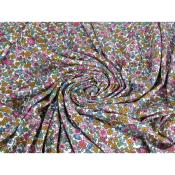 Tissu Maille Cote 1x1 Fleurettes Vintage