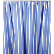 Tissu Popeline 100 % Coton Bleu Rayé 10 mm Blanche