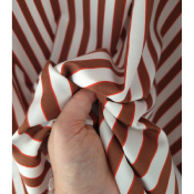 Tissu Popeline 100 % Coton Rayures Acajou / Vermillon