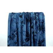 Tissu Popeline Effet Chambray Fleurs Indigo