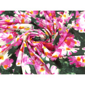 Tissu Popeline Fleurs Magenta