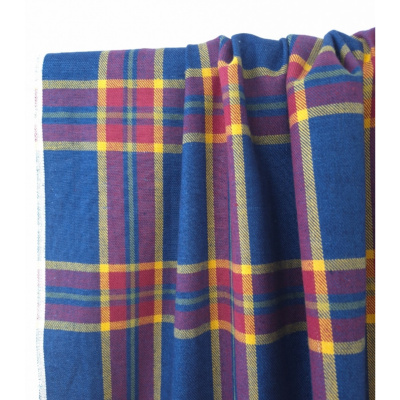 Tissu Flanelle 100 % Coton TARTAN Bleu Jeans