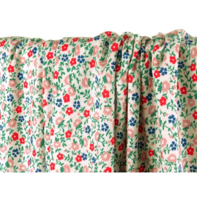 Tissu Maille Cote 1x1 Fleurettes Ecru