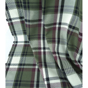 Tissu Sergé 100 % Coton Bio TARTAN Kaki / Ecru