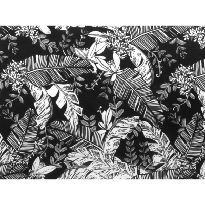 Tissu Voile Coton / Viscose Jungle Noir / Ecru