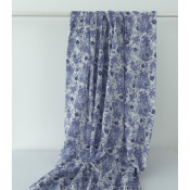 Tissu Voile de Coton Paisley Flowers Bleu