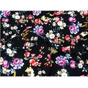 Tissu Jersey Viscose / Elasthanne Floral Noir