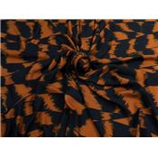 Tissu Crepe de Viscose Graphique Noisette / Noir