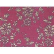 Tissu Jacquard Motif Fleurs Bordeaux / Noir / Lurex Doré