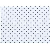 Tissu Coton / Lin Ecru Imprimé Pois Marine