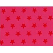 Tissu Jersey Coton / Elasthanne Rose Imprimé Etoiles Rouge