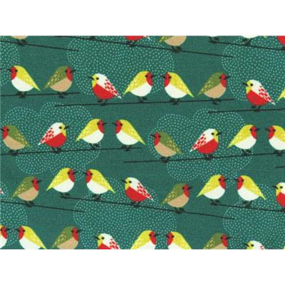 Tissu Jersey Coton / Elasthanne Imprimé Petits Oiseaux