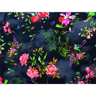 Tissu Jersey VENISE Fleurs, Oiseaux, Tie & Dye