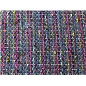 Tissu Tweed Gris Fils et Nopés Multicolores, Lurex Argent